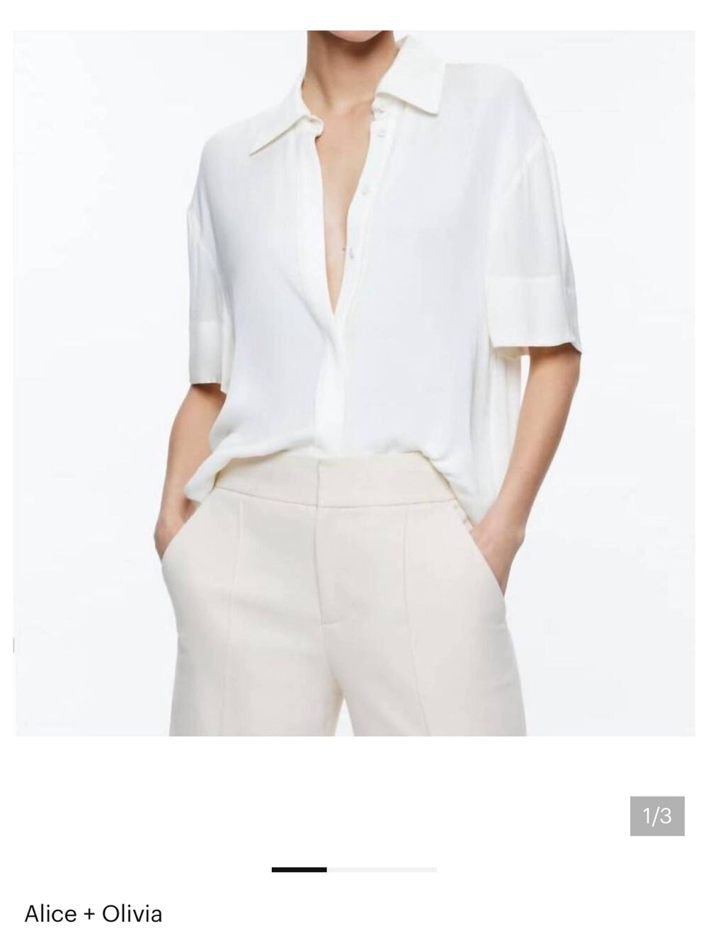 Alice + Olivia Brady ivory button down blouse- M- NWT